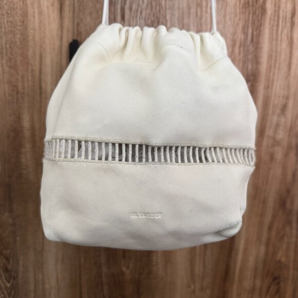 Jil Sander Dumpling Bag in Ivory w Cutouts - Picture 4 of 11